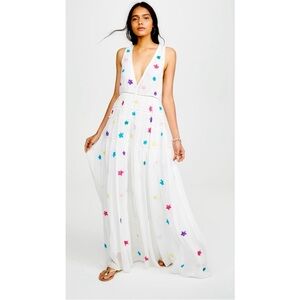 White Long Stellar Sequin Maxi Dress